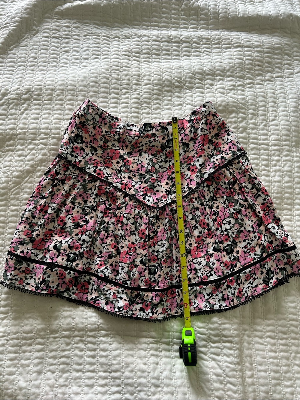 MINKPINK Pink & Black Floral Tiered Skirt